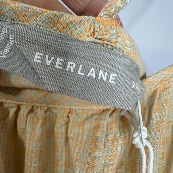 Everlane The Billow Tiered Maxi Dress Oversized Beach Vacation  Orange Plaid XXS - Picture 15 of 16